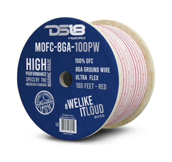 Силовой провод из 100% меди для морского применения 8-GA 30 м. красный MOFC8GA100P, DS18 Силовой провод из 100% меди для морского применения 8-GA 30 м. красный MOFC8GA100P, DS18