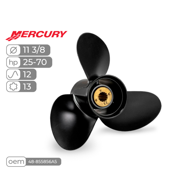 Винт гребной  Skipper для Mercury 25-70HP алюминиевый, диаметр - 11 3/8", шаг 12"