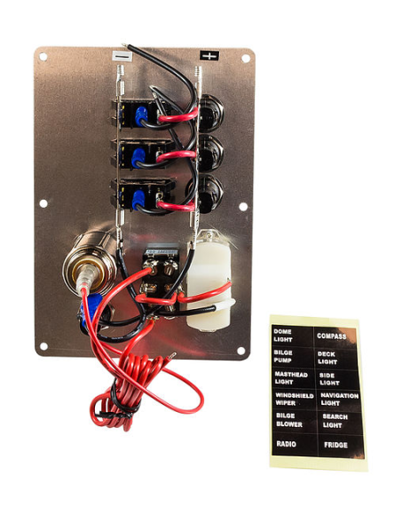 Панель бортового питания 3 переключателя, предохранители, прикуриватель, заряд батарей Панель бортового питания 3 переключателя, предохранители, прикуриватель, заряд батарей