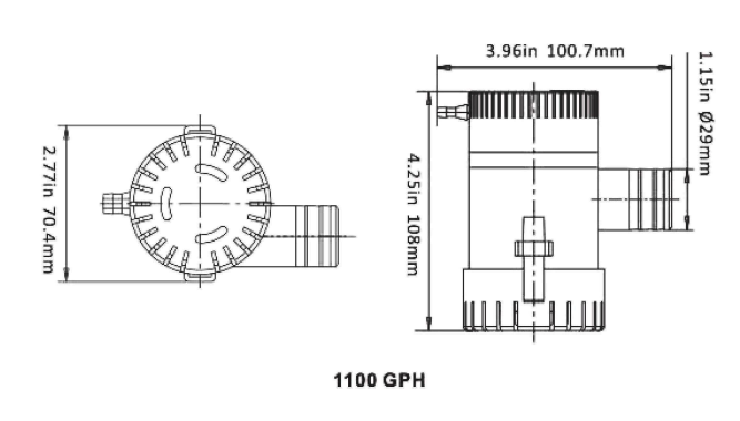 Помпа осушительная 12 В, 1100GPH (4163,5 л/час), SeaFlo