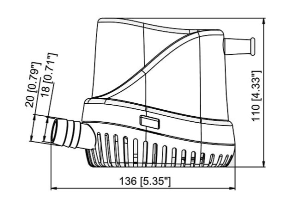 Помпа осушительная, 12 В, 500GPH (1892.5 л/ч), автоматическая Помпа осушительная, 12 В, 500GPH (1892.5 л/ч), автоматическая