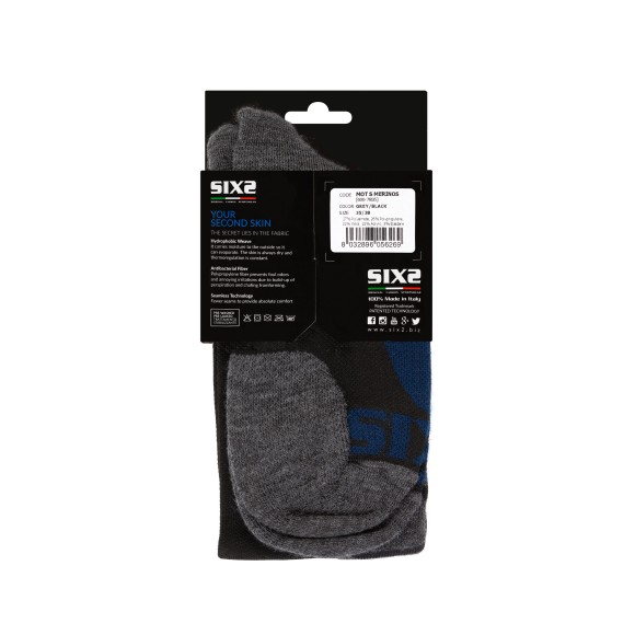 Носки SIXS MOT S Merinos Grey/Black, 35/38
