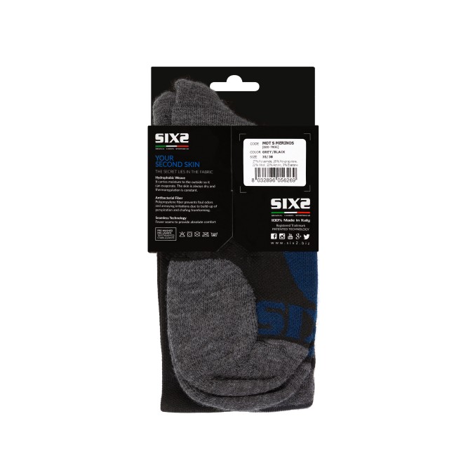 Носки SIXS MOT S Merinos Grey/Black, 35/38