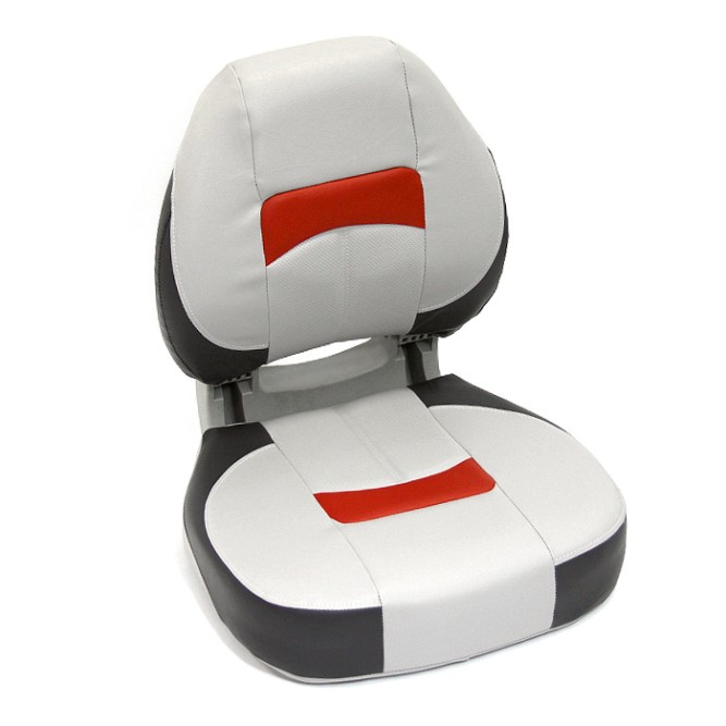 Сиденье мягкое складное Pro Angler Ergonomic Boat Seat, серо-красное