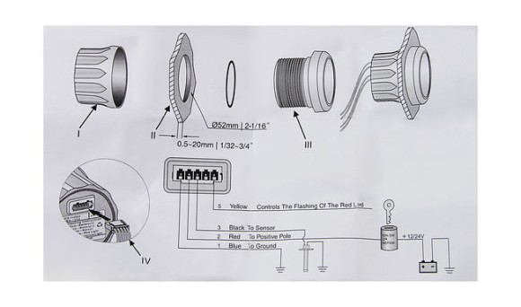 Указатель уровня топлива светодиодный, черный циферблат, нержавеющий ободок, д. 52 мм, Marine Rocket Указатель уровня топлива светодиодный, черный циферблат, нержавеющий ободок, д. 52 мм, Marine Rocket