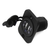 Панель с двойным USB разъемом и подсветкой NEKEKE 12-24V, прямоуг., задняя