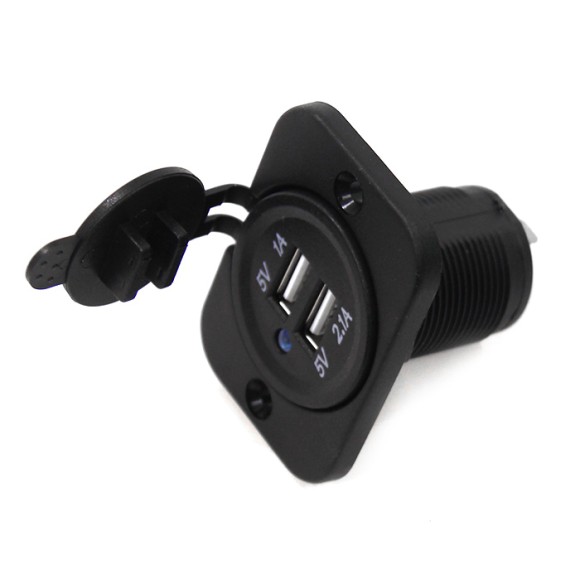 Панель с двойным USB разъемом и подсветкой NEKEKE 12-24V, прямоуг., задняя