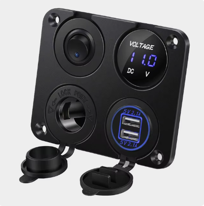 Панель управления (1 тумблер вкл/выкл, 2 USB, розетка 12V, вольтметр)(PREMARINE) Панель управления (1 тумблер вкл/выкл, 2 USB, розетка 12V, вольтметр)(PREMARINE)