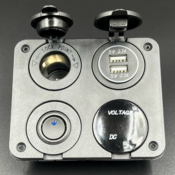 Панель управления (1 тумблер вкл/выкл, 2 USB, розетка 12V, вольтметр)(PREMARINE) Панель управления (1 тумблер вкл/выкл, 2 USB, розетка 12V, вольтметр)(PREMARINE)