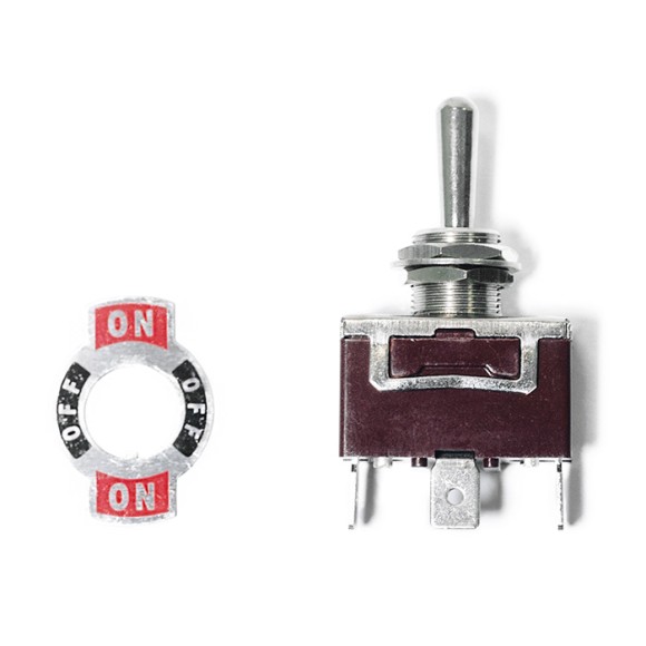 Переключатель тумблерный 3 пина SUNFINE (вкл)-выкл-(вкл), без фиксации (вкл)