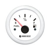 Указатель уровня топлива 0-190 Ом (ЕВРО), белый циферблат, белый ободок, д. 52 мм, Marine Rocket Указатель уровня топлива 0-190 Ом (ЕВРО), белый циферблат, белый ободок, д. 52 мм, Marine Rocket