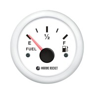 Указатель уровня топлива 0-190 Ом (ЕВРО), белый циферблат, белый ободок, д. 52 мм, Marine Rocket