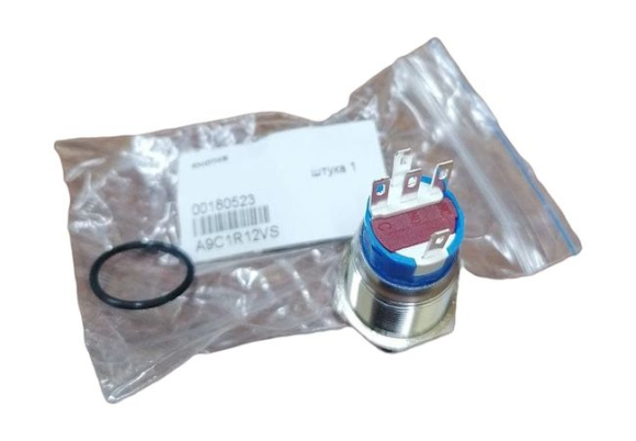 Кнопка без фиксации 12 В 5А, OFF-(ON) 5P, D19 красная подсветка