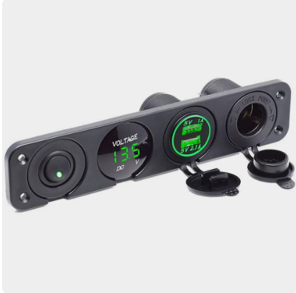 Панель управления (1 тумблер вкл/выкл, 2 USB, розетка 12V, вольтметр) (PREMARINE) Панель управления (1 тумблер вкл/выкл, 2 USB, розетка 12V, вольтметр) (PREMARINE)