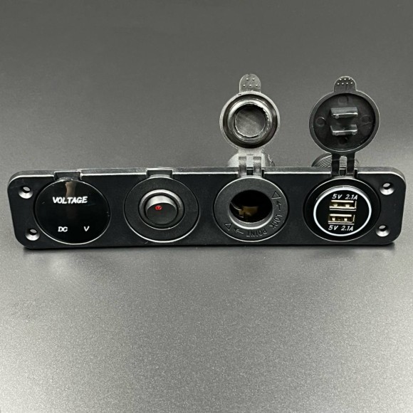 Панель управления (1 тумблер вкл/выкл, 2 USB, розетка 12V, вольтметр) (PREMARINE) Панель управления (1 тумблер вкл/выкл, 2 USB, розетка 12V, вольтметр) (PREMARINE)