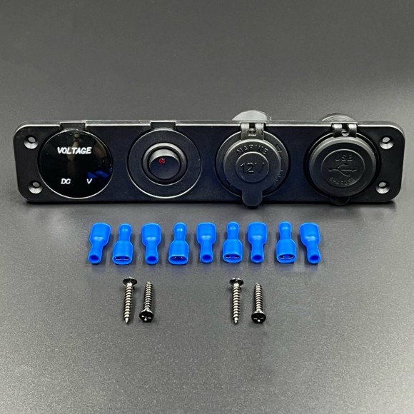 Панель управления (1 тумблер вкл/выкл, 2 USB, розетка 12V, вольтметр) (PREMARINE)