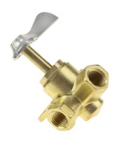 Кран топливный 3-х позиционный латунный, 1/4"