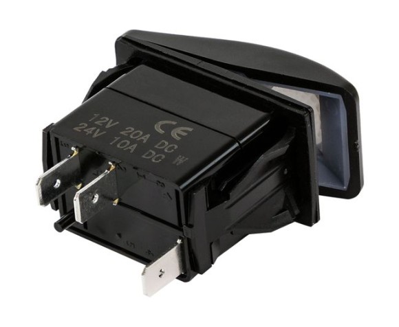 Переключатель двухпозиционный ON-OFF 12В/20А 3р с подсветкой Переключатель двухпозиционный ON-OFF 12В/20А 3р с подсветкой