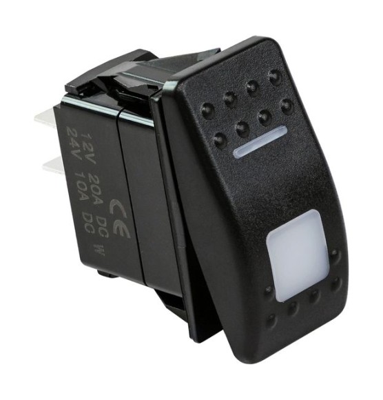 Переключатель двухпозиционный ON-OFF 12В/20А 3р с подсветкой Переключатель двухпозиционный ON-OFF 12В/20А 3р с подсветкой