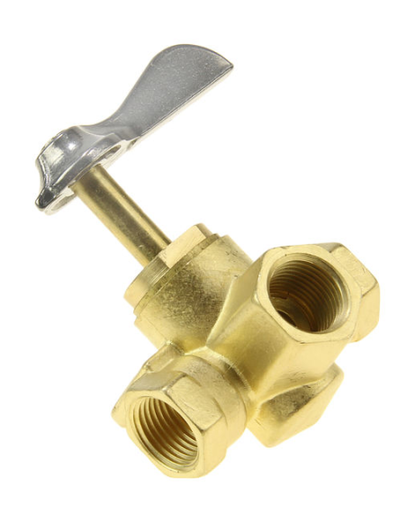 Кран топливный 3-х позиционный латунный, 3/8"