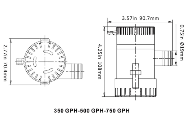 Помпа осушительная 12 В, 750GPH (2838,75 л/час), SeaFlo