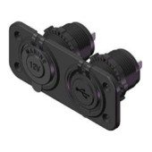 Двойной врезной модуль USB 5В 3.1А и прикуриватель 12V, передняя (накладная) панель