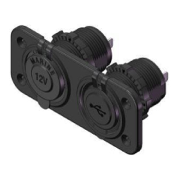 Двойной врезной модуль USB 5В 3.1А и прикуриватель 12V, передняя (накладная) панель