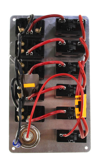 Панель бортового питания 5 переключателей, автоматы, прикуриватель