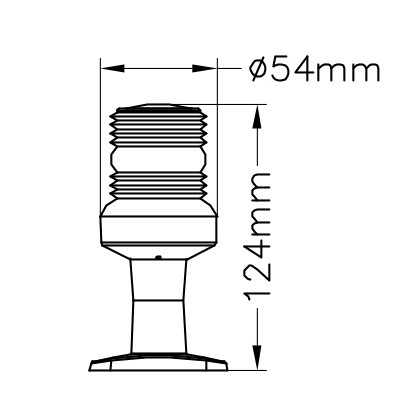 Огонь топовый на стойке 124 мм, 12 В