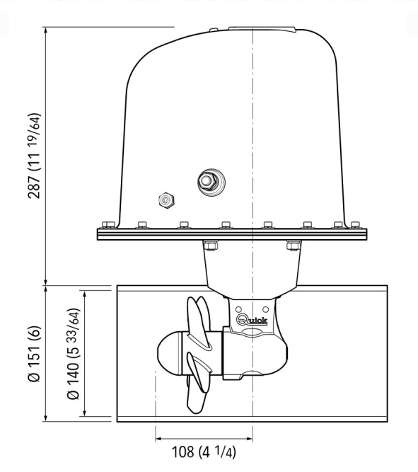 Подруливающее устройство Quick, D140mm, 40KGF, 12 В, (TCD2042 - TCDEX06 - CARTER -2 FUSES)