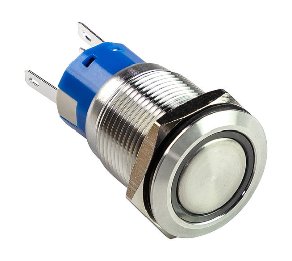 Кнопка без фиксации, подсветка красная, 12 В,