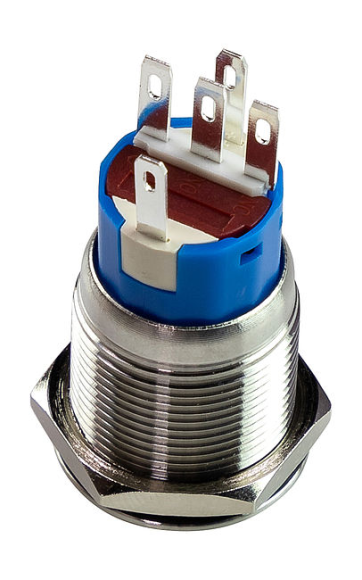 Кнопка без фиксации, подсветка красная, 12 В,