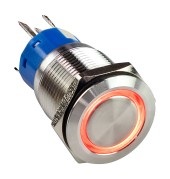 Кнопка без фиксации, подсветка красная, 12 В, Кнопка без фиксации, подсветка красная, 12 В,