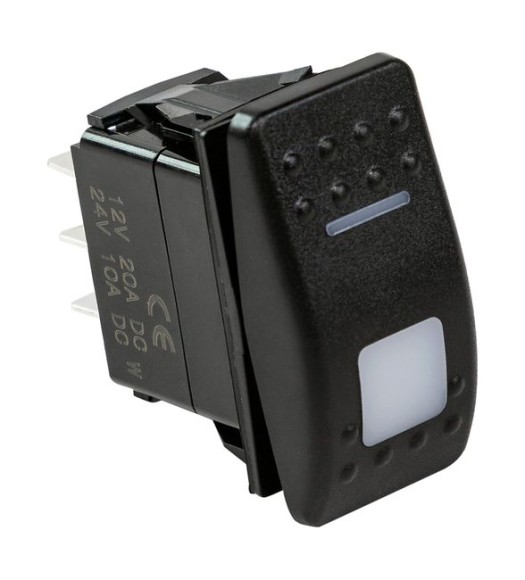 Переключатель трехпозиционный (ON)-OFF-(ON) 12В/20А 7р с подсветкой Переключатель трехпозиционный (ON)-OFF-(ON) 12В/20А 7р с подсветкой