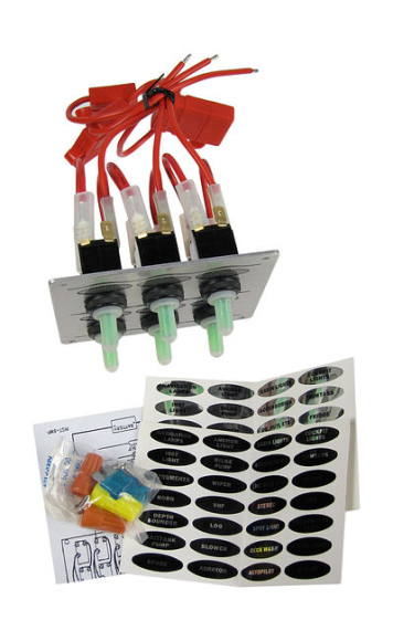 Панель бортового питания 6 переключателей, серебристая