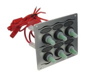 Панель бортового питания 6 переключателей, серебристая Панель бортового питания 6 переключателей, серебристая