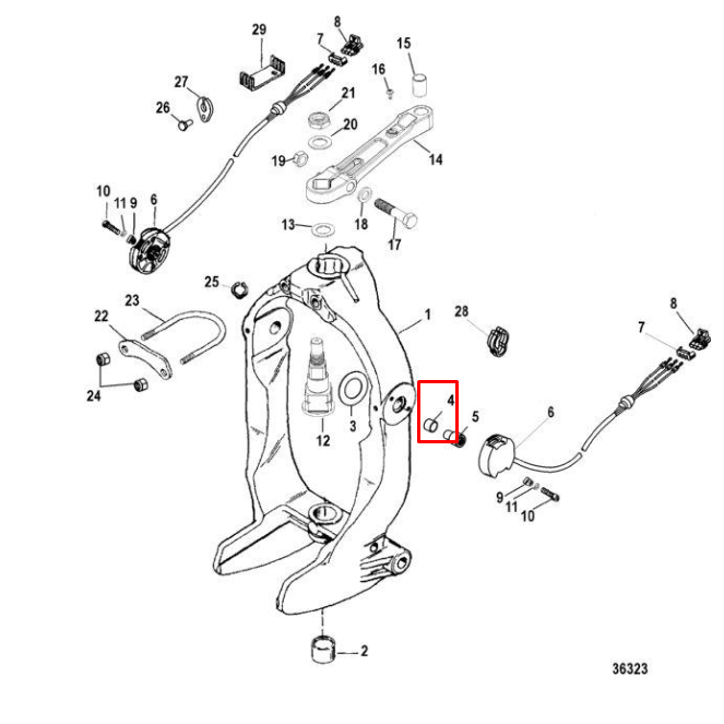 Втулка пластиковая транцевая Mercruiser Alpha Gen 2/Bravo 1/2/3  (92300; 923001; 847637) (JSP)