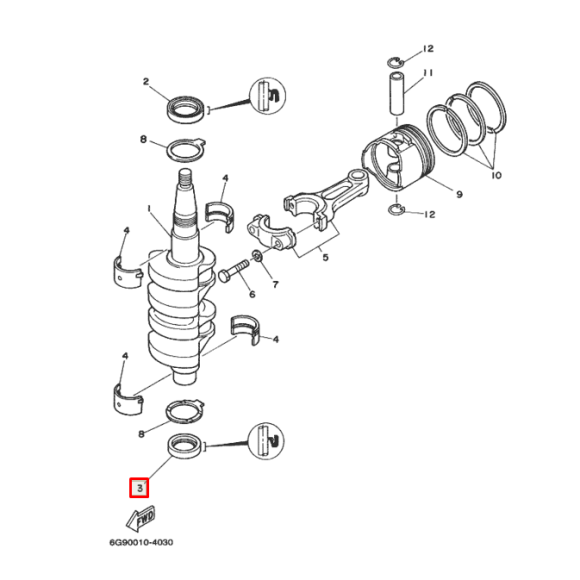 Сальник коленвала (низ) Yamaha F8-9,9 (93101-25M24) (25x38x7) (Yamaha)