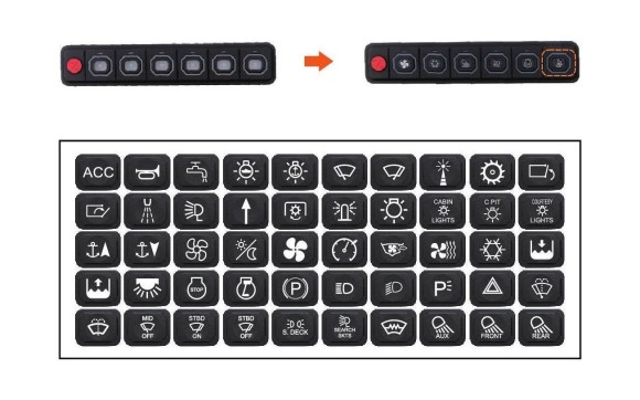 Панель управления (1 ряд, 6 кнопок, силикон, RGB), Marine Rocket