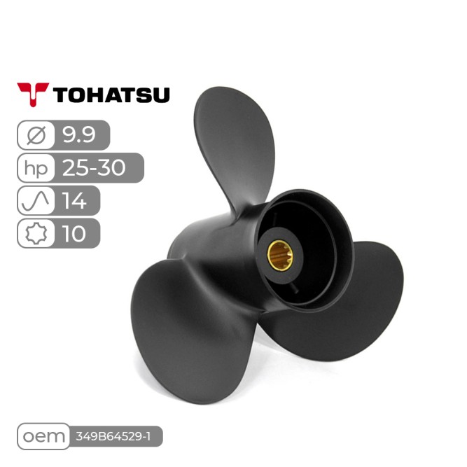Винт гребной  Skipper для Tohatsu 25-30HP алюминиевый, диаметр - 9.9", шаг 14"