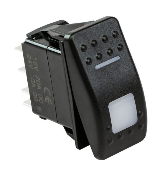 Переключатель трехпозиционный ON-OFF-ON 12В/20А 5р с подсветкой Переключатель трехпозиционный ON-OFF-ON 12В/20А 5р с подсветкой