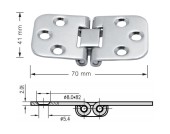 Петля 70х41 мм, нержавеющая, Marine Rocket Петля 70х41 мм, нержавеющая, Marine Rocket