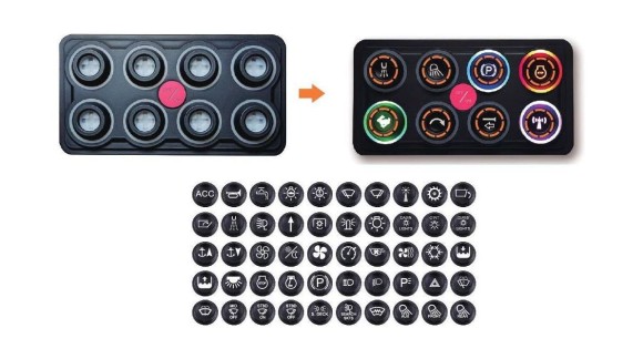 Панель управления (2 ряда, 8 кнопок, силикон, RGB), Marine Rocket