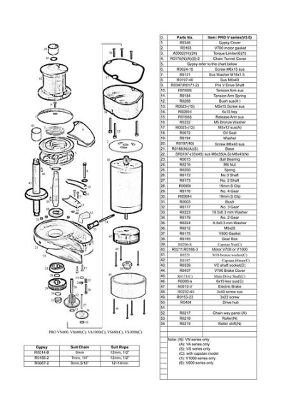 Лебедка якорная VS1000 вертикальная, 1100Вт, 12 В,