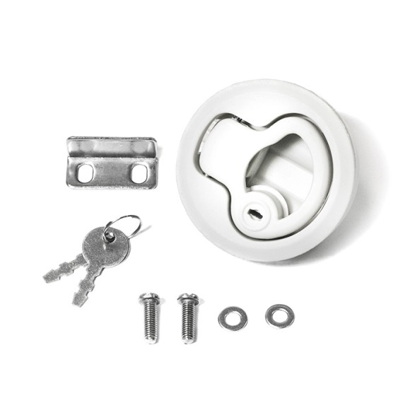 Замок потайной SUNFINE 61x35мм с ключами, белый пластик Замок потайной SUNFINE 61x35мм с ключами, белый пластик