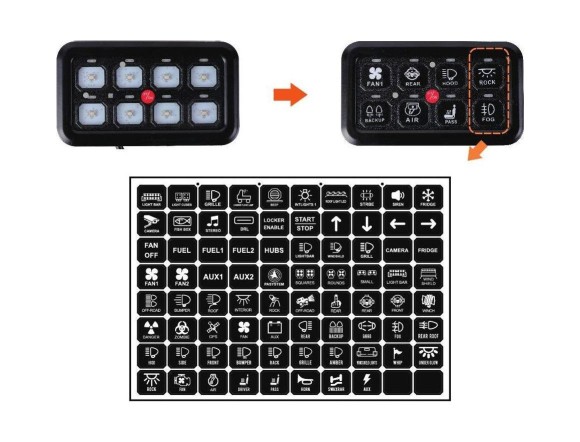 Панель управления (2 ряда, 8 кнопок, RGB), Marine Rocket