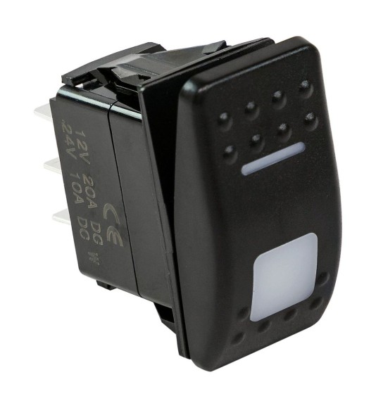 Переключатель трехпозиционный (ON)-OFF-ON 12 В/20А 7Р с подсветкой