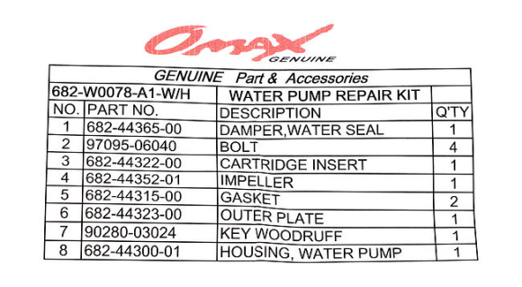 Ремкомплект помпы с корпусом Yamaha F8-F9.9/ 9.9D-15D, Omax
