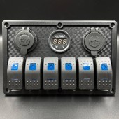 Панель управления (6 тумблеров вкл/выкл, 2 USB, розетка 12V, вольтметр) (PREMARINE)
