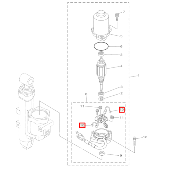 Щетка мотора гидравлики Yamaha F40-60 (Yamaha)